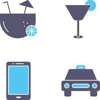 coconut drink and cocktail drink Icon vector