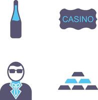 champán botella y casino firmar icono vector