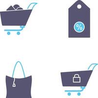 compras carro y descuento etiqueta icono vector