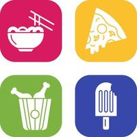 Chinese food and Pizza Icon vector