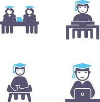 Combined Study and Studying on Desk Icon vector