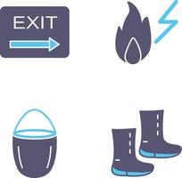 exit and electricity fire Icon vector