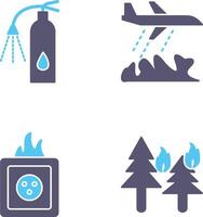 using extinguisher and firefighter plane Icon vector