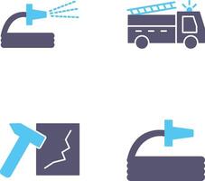 pulverización agua y fuego camión icono vector
