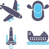 Landing Airplane and Dinghy Icon vector