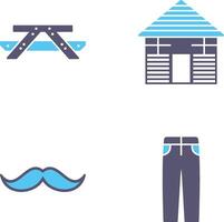 Picnic of Table and Wood Cabin Icon vector