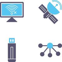 Disconnected Network and Satellite Icon vector