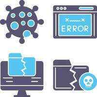 virus y error código icono vector