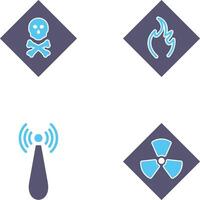 poisonous gas and Danger of flame Icon vector