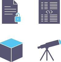unlock document and piece of code Icon vector