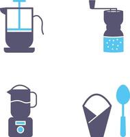 french press and coffee grinder Icon vector