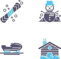 tabla de snowboard y monigote de nieve icono vector