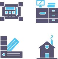 Blueprint and Desk Icon vector