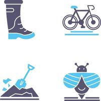 lluvia botas y ciclismo icono vector