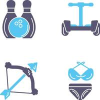 bolos y hoverboard icono vector