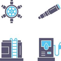 Embarcacion rueda y binocular icono vector