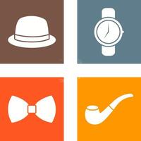 sombrero y reloj icono vector