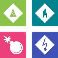 under construction and flammable material Icon vector