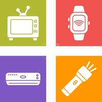 televisión y inteligente reloj icono vector