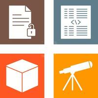 unlock document and piece of code Icon vector