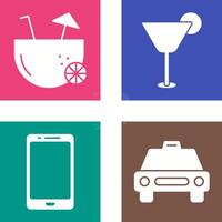 coconut drink and cocktail drink Icon vector