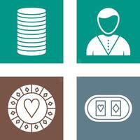 casino dealer and stack of coins Icon vector