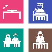 study desk and studying on desk Icon vector