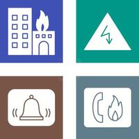 burning building and electricity danger Icon vector