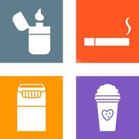 lighter and lit cigarette Icon vector