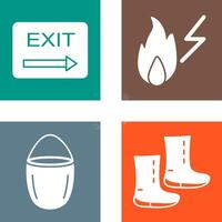 exit and electricity fire Icon vector