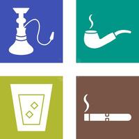 hookah and lit smoking pipe Icon vector