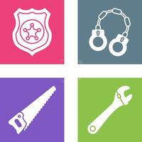 Police shield and Handcuff Icon vector