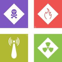 poisonous gas and Danger of flame Icon vector