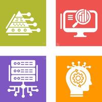 Pyramid Graph and Search Icon vector