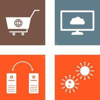 global compras y nube sistema icono vector