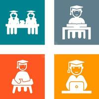 Combined Study and Studying on Desk Icon vector