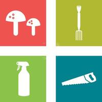 Mushrooms and Gardening Fork Icon vector