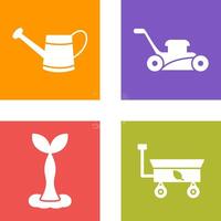 Watering tool and Lawn Mower Icon vector