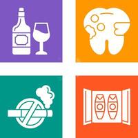 vino y caries icono vector