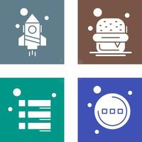 cohete y hamburguesa icono vector