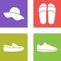 sombrero y zapatillas icono vector