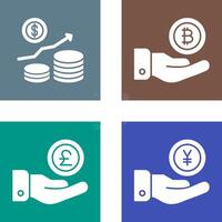 Money Growth and Bitcoin Icon vector