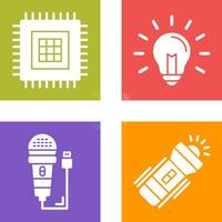 Processor and Light Bulb Icon vector