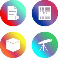 unlock document and piece of code Icon vector