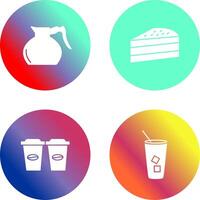 cake slice and coffee pot Icon vector