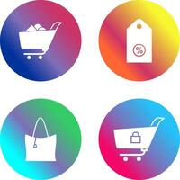 compras carro y descuento etiqueta icono vector