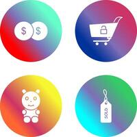 coins and unlock cart Icon vector