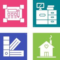 Blueprint and Desk Icon vector