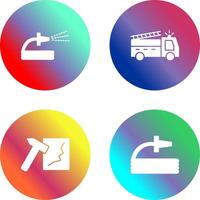 spraying water and fire truck Icon vector