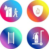 running from fire and fire shield Icon vector